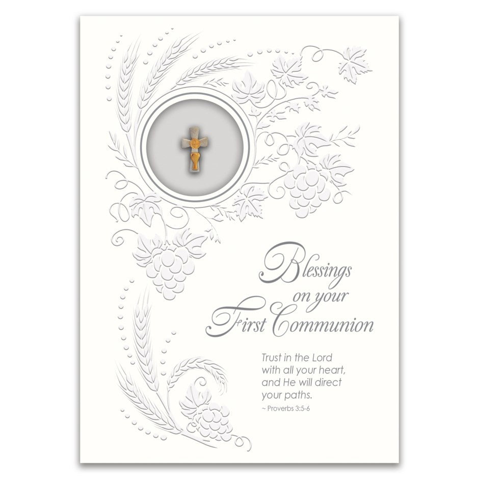 First Communion Greeting Card with Lapel Pin 5x7"