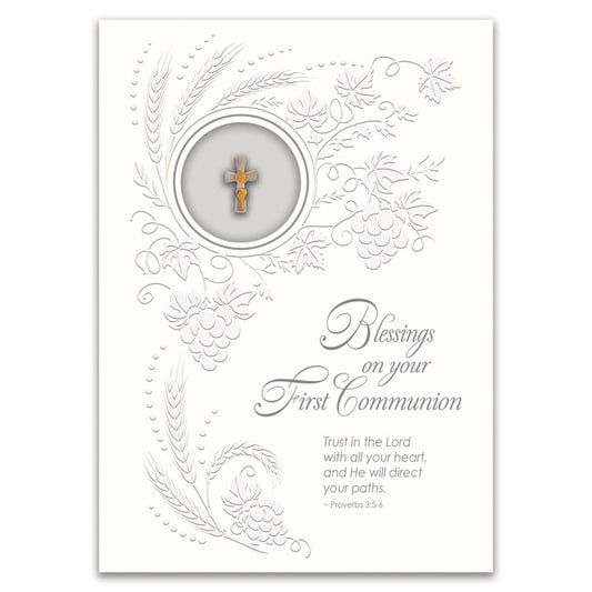 First Communion Greeting Card with Lapel Pin 5x7"