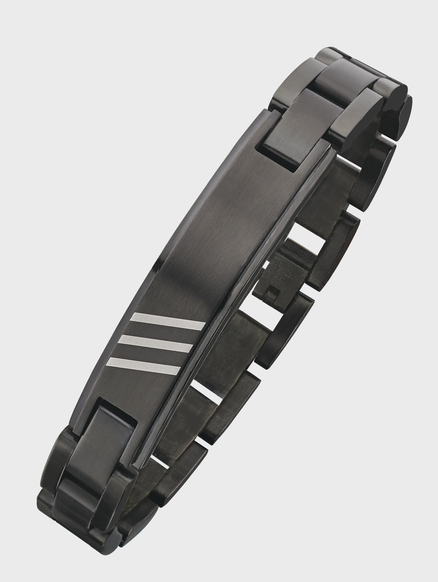Black Steel Bracelet w/Stripes