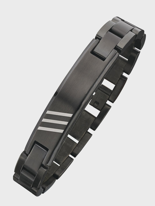 Black Steel Bracelet w/Stripes