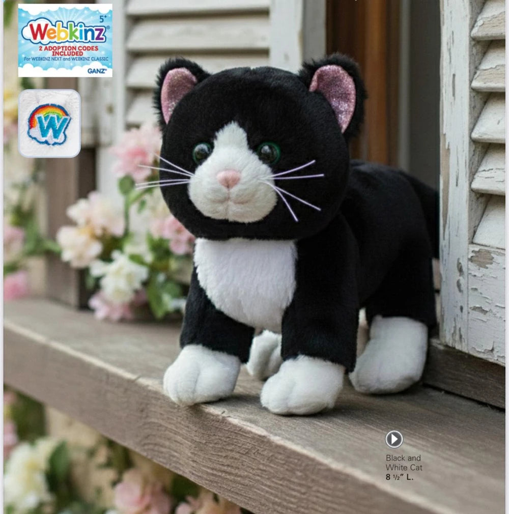 Black and White Cat Webkinz Plush