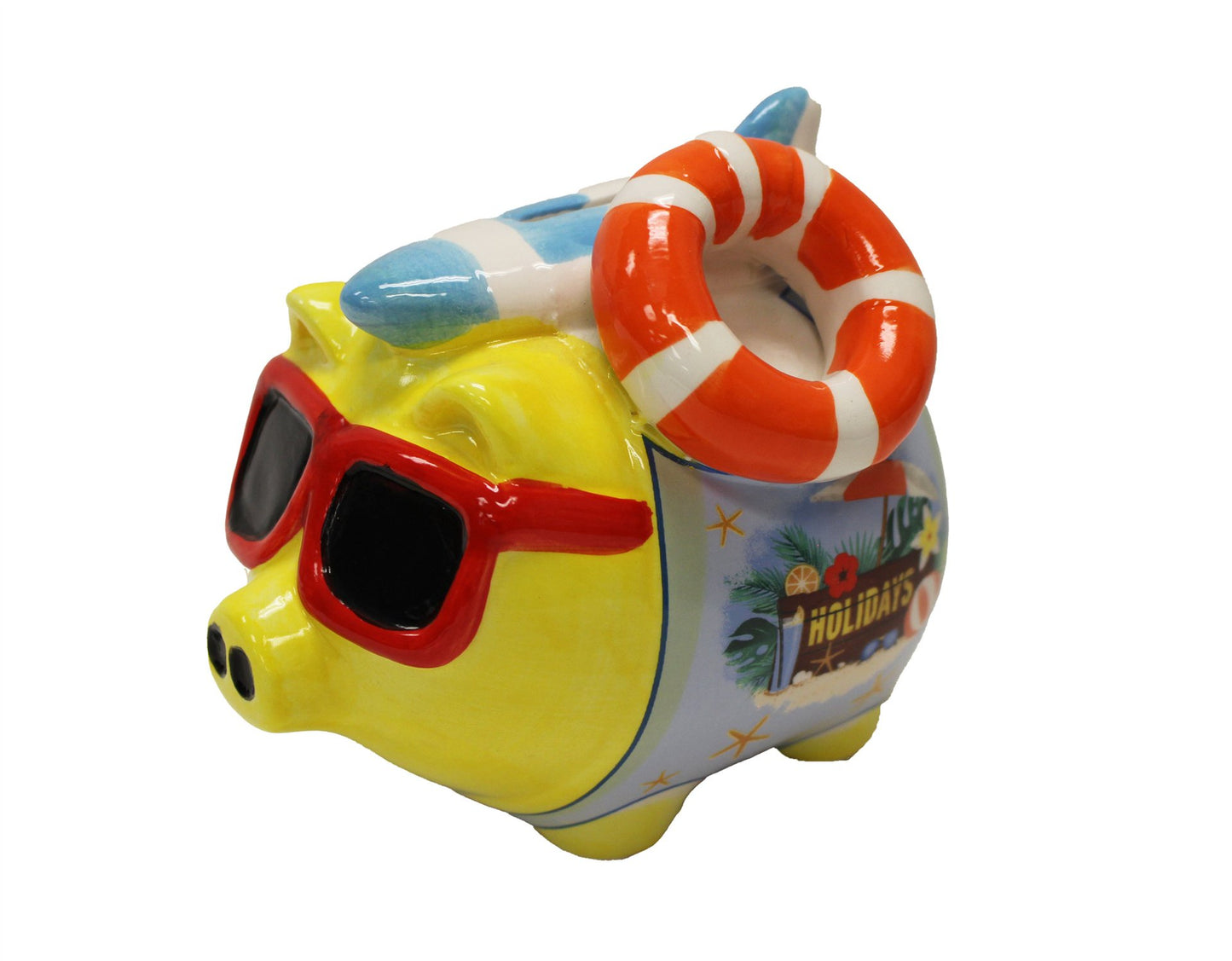 Holiday Piggy Bank with Sunglasses