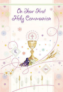 On Your First Holy Communion Card - Pink