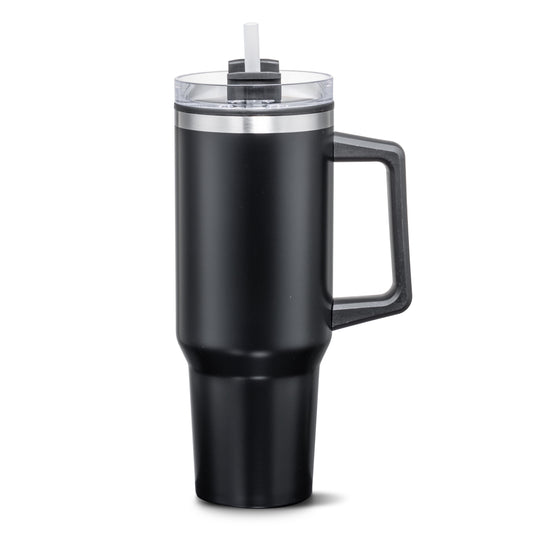 Benidorm Handle Travel Mug w/Straw - 40oz - Black (Engraving Included)