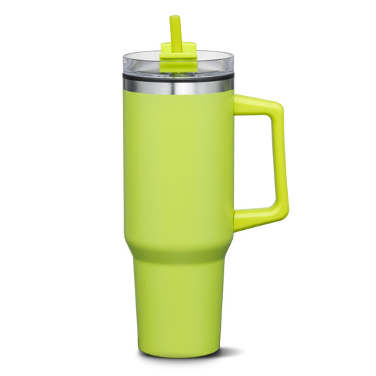 Benidorm Handle Travel Mug w/Straw - 40oz - Lime Green (Engraving Included)