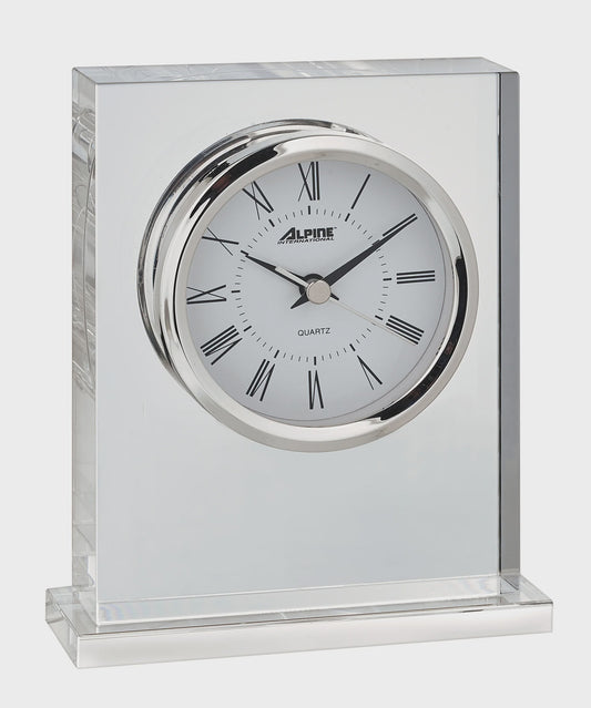 Glass Gift Clock With Engraving Plate