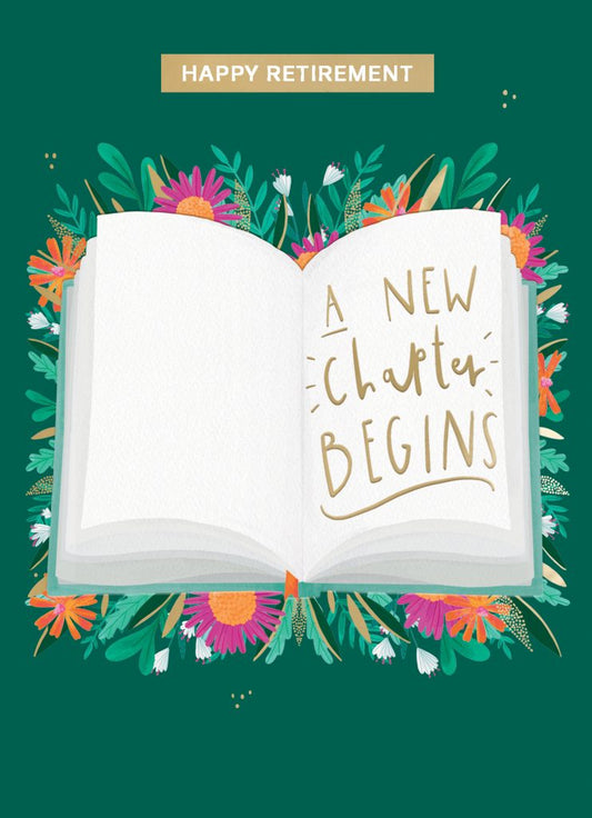 Happy retirement a new chapter begins – Book Greeting Card