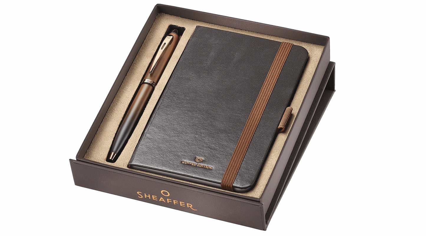 Sheaffer 100 Coffee Edition Matt Brown Ballpen with Small Notebook