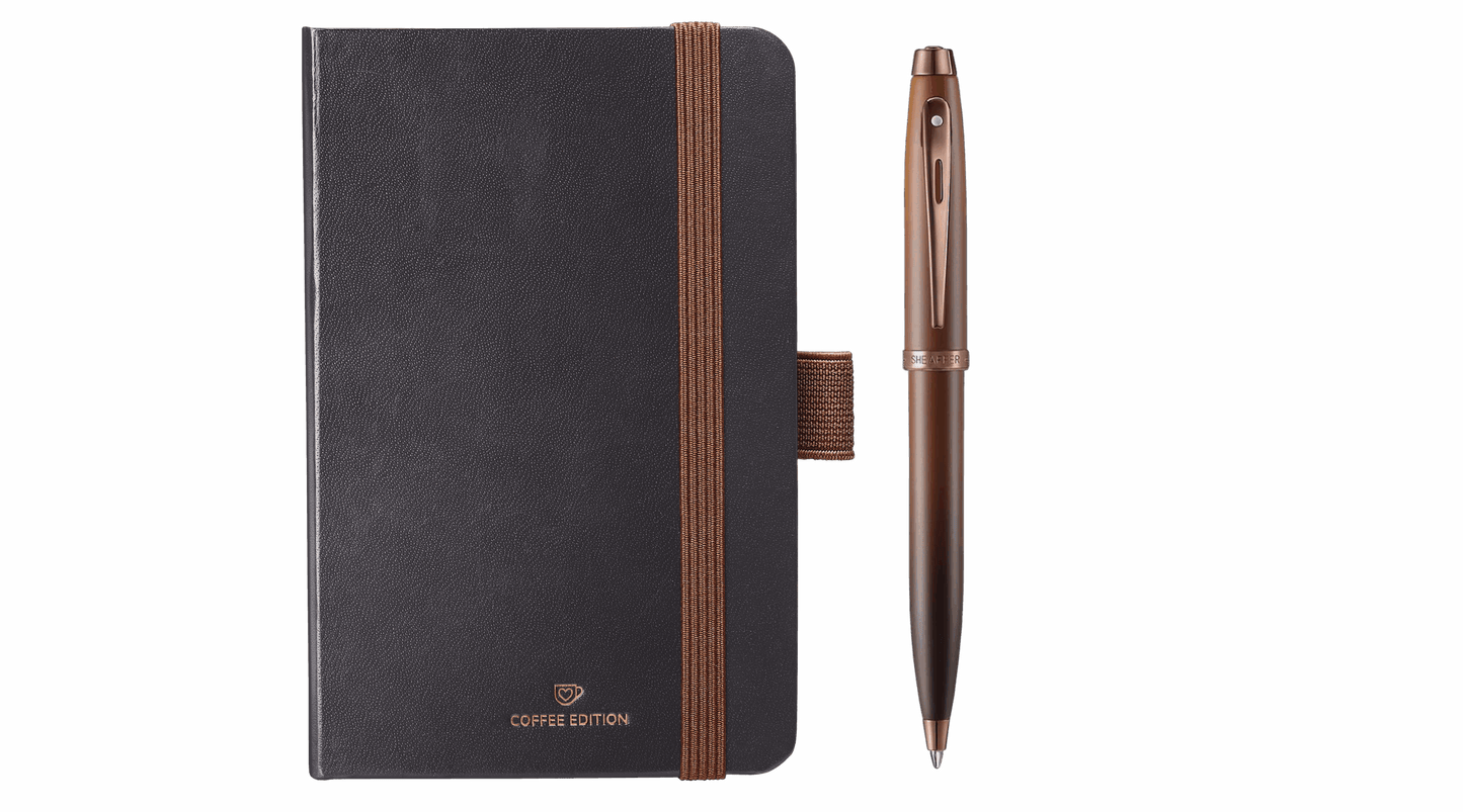 Sheaffer 100 Coffee Edition Matt Brown Ballpen with Small Notebook