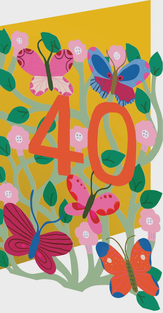 40th Birthday Card-Butterflies