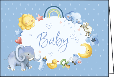Blue Baby Card with Elephant
