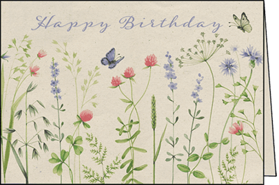 Happy Birthday with Flowers and Butterflies Card