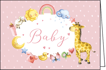 Pink Baby Card with Giraffe