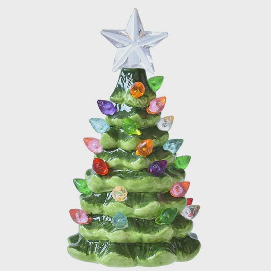 LED Light Up Green Christmas Tree Mini Shimmer, 4-inch Height