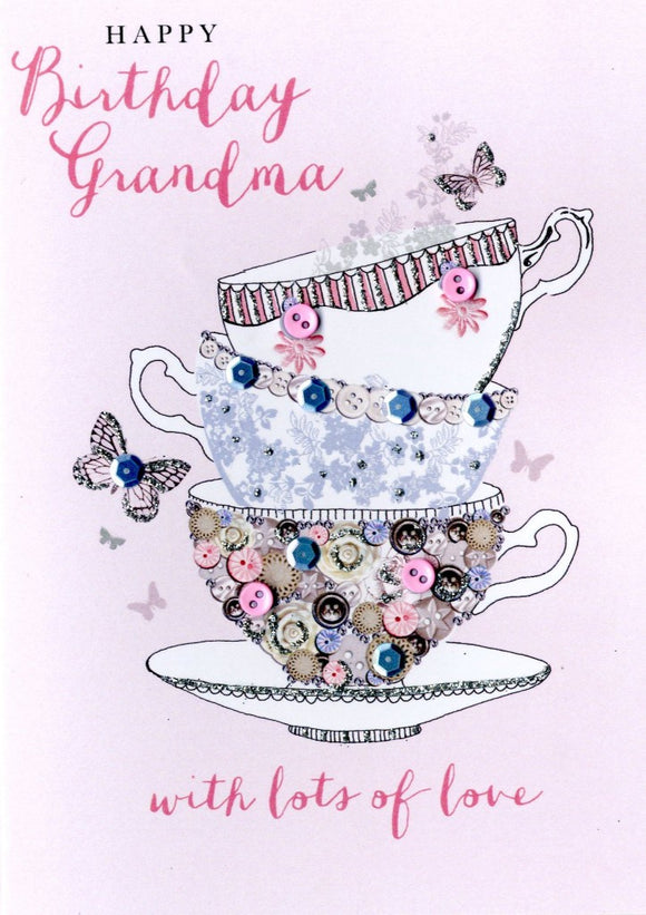 Happy Birthday Grandma Card Tea Cup