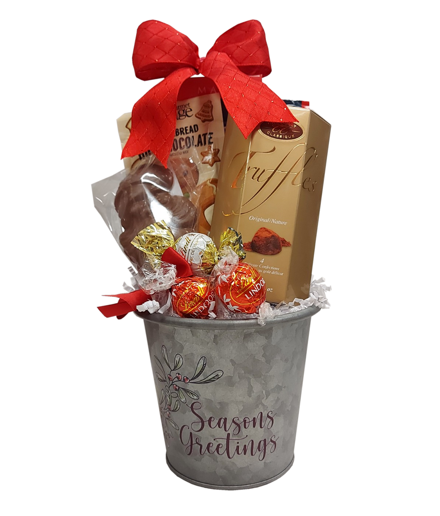 Seasons Greetings Bucket Gift Basket