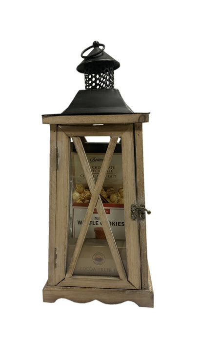 Rustic Wooden Lantern Gift Basket - Small