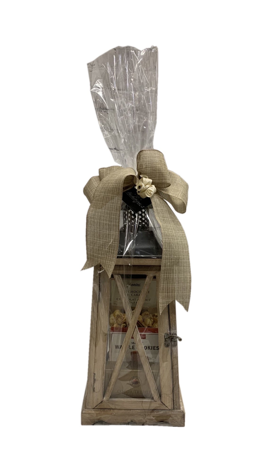 Rustic Wooden Lantern Gift Basket - Small