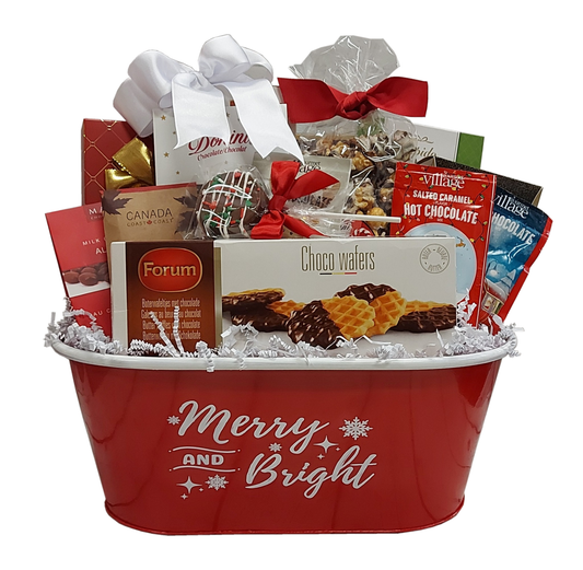 Merry and Bright Tin Gift Basket