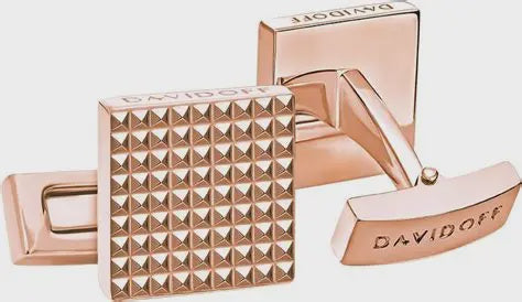 DAVIDOFF PARIS CUFFLINKS BRASS PLATED ROSE GOLD CLOUS DE PARIS SQUARE ROSE GOLD