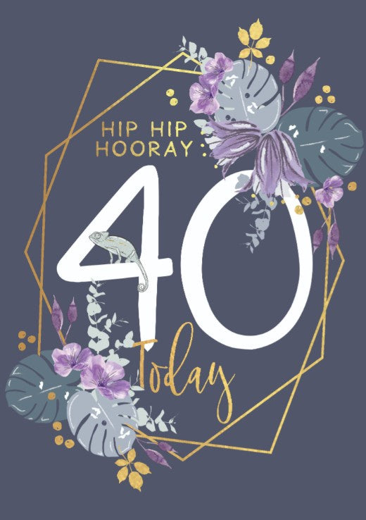 "Hip Hip Hooray, 40 Today!" Card