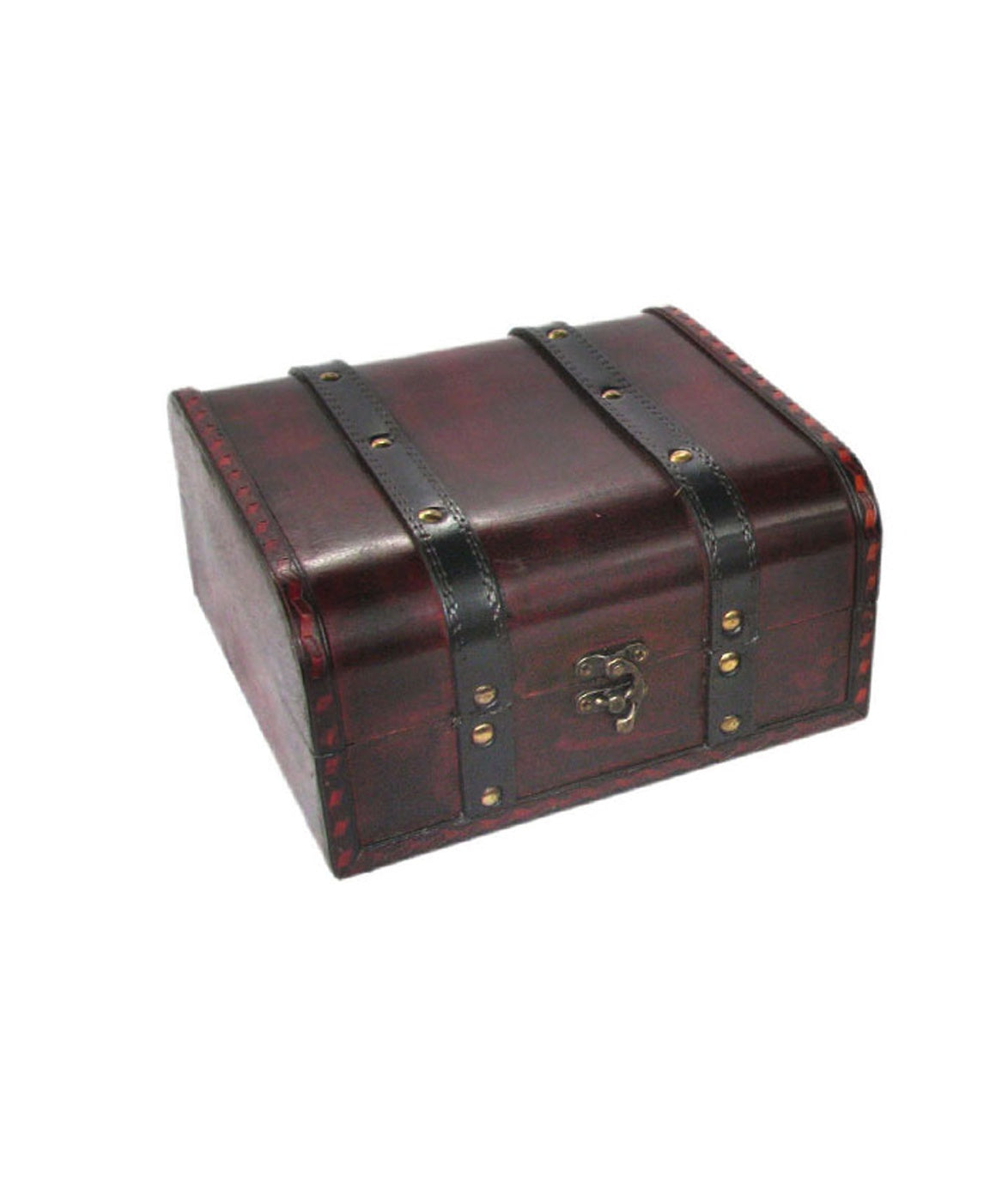 Wooden dark red box with straps Large