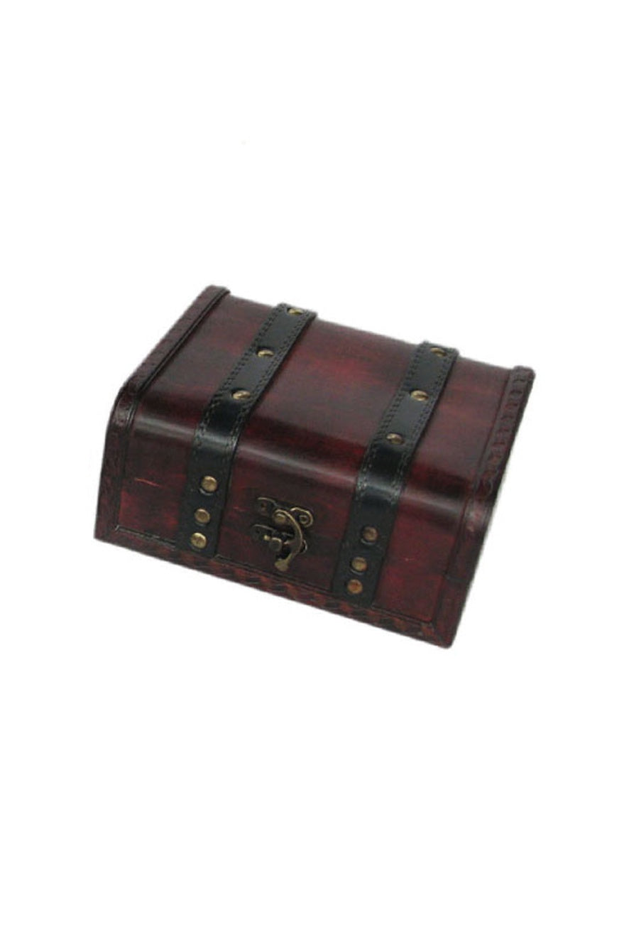 Wooden dark red box with straps - Small