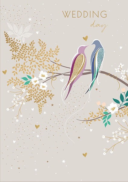 Wedding Day Card with Two Birds