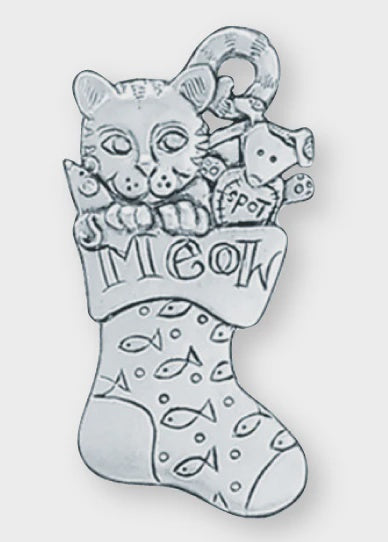 Cat Stocking  Pewter Ornament