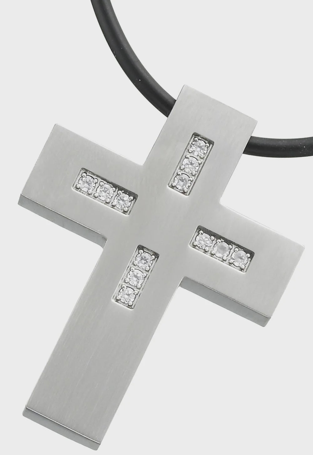 Steel Cross with rubber necklace