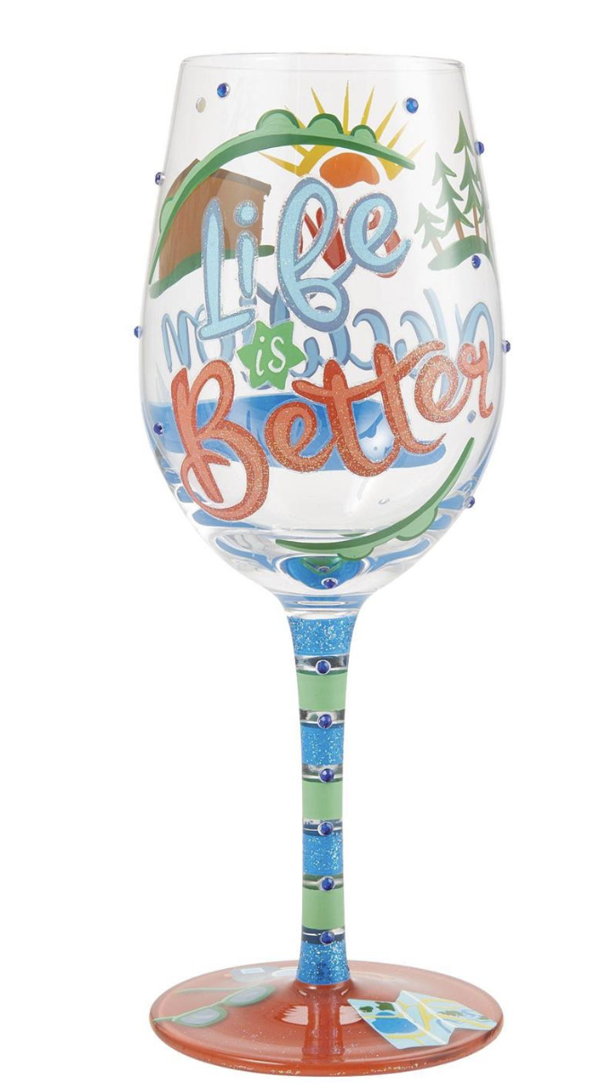 "Life is Better on Vacation" Wine Glass