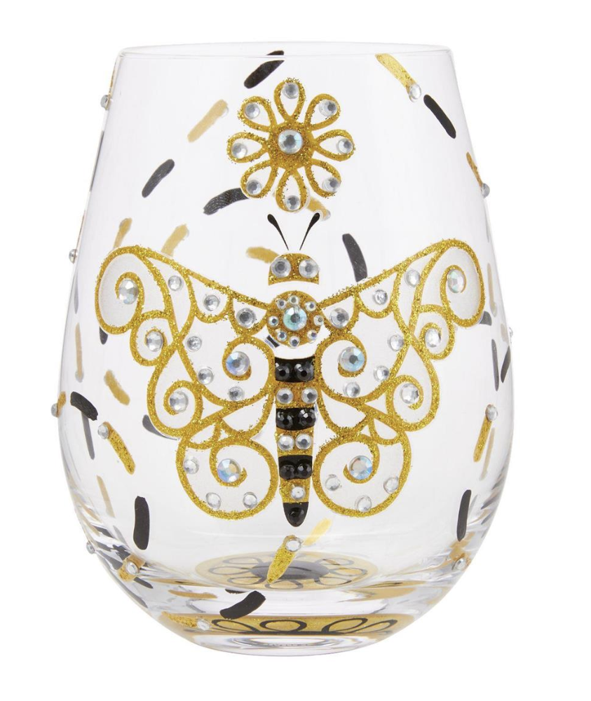 "Brilliant Butterfly" Stemless Wine Glass