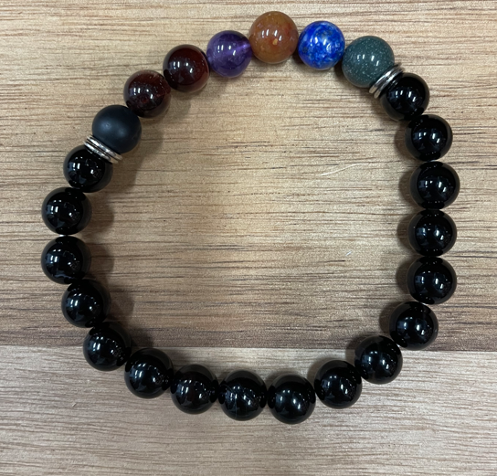 Black onyx bracelet with natural stones