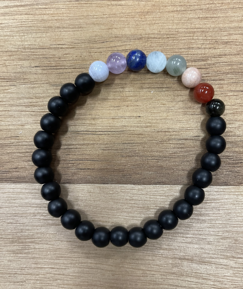 Black Onyx small bead bracelet with natural stones
