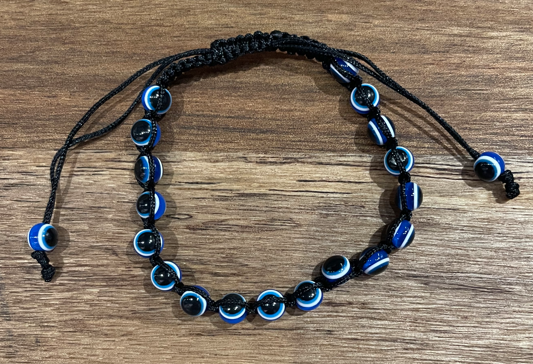 Braided Blue Black Evil Eye Bracelet