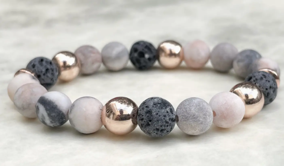 Pink Zebra Lava Stone Bracelet