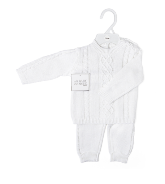 2-Piece Knit Sweater Set: White