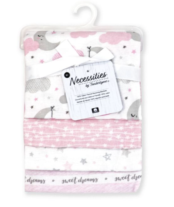 4 Pack Receiving Blanket – Pink Sweet Dreams