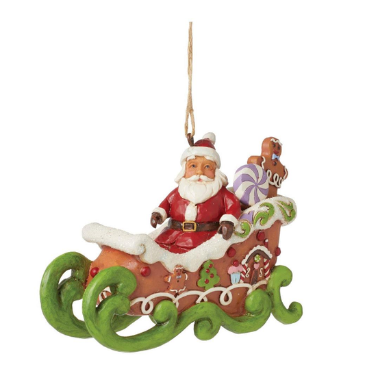 Gingerbread Christmas Sleigh Ornament