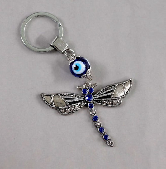 Dragonfly Evil  Eye Keychain