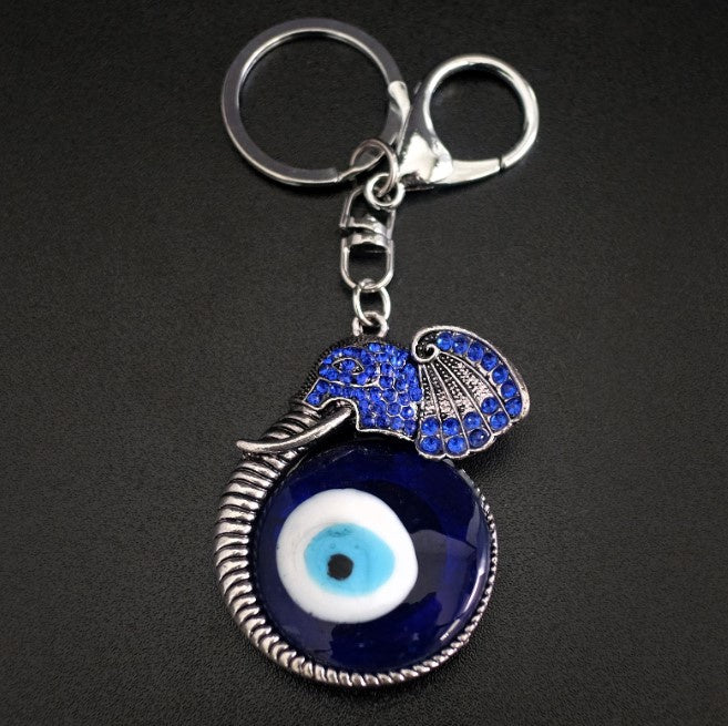 Elephant Head Evil Eye Keychain