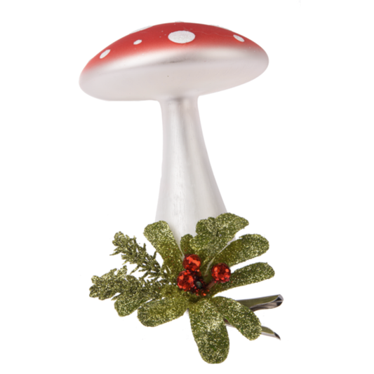 Mistletoe Glass Mushroom Branch Clip