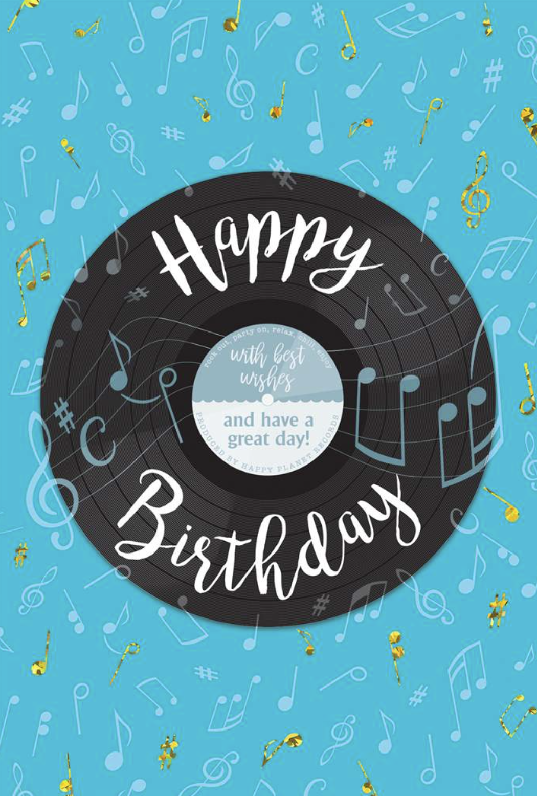 Vinyl Record Happy Birthday Card