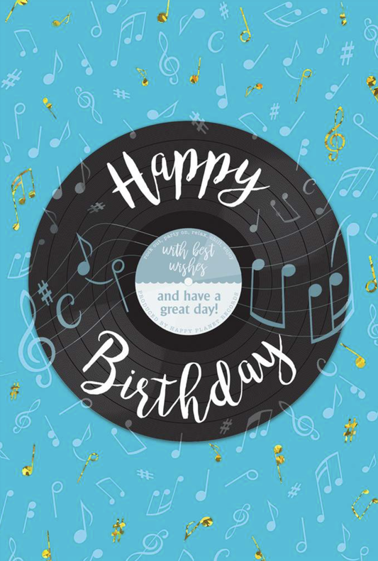 Vinyl Record Happy Birthday Card