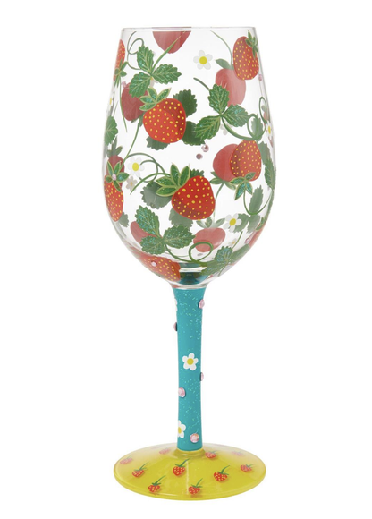 Strawberry Patch Wine Glass