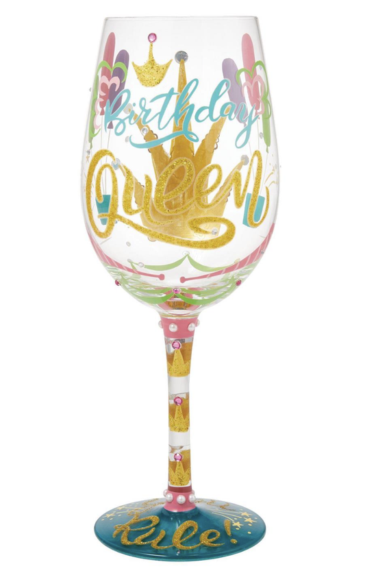 Birthday Queen Wine Glass