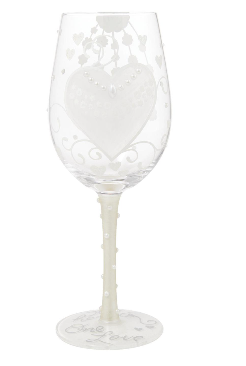 Bride Two Hearts Wine Glass