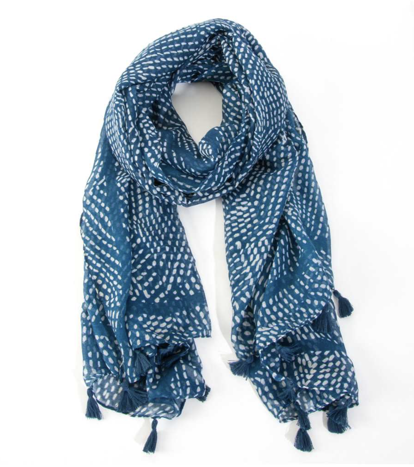 Blue Scarf with Tassels