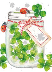 Ladybugs and Jar of Clovers Mini Card