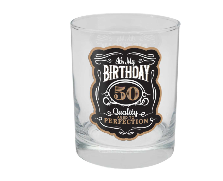 50th Birthday Rocks Glass